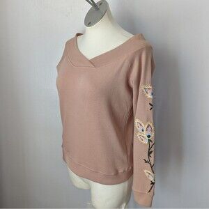 Dusty Pink Paisley Embroidered Macey Sweatshirt by Rebecca Minkoff Size …